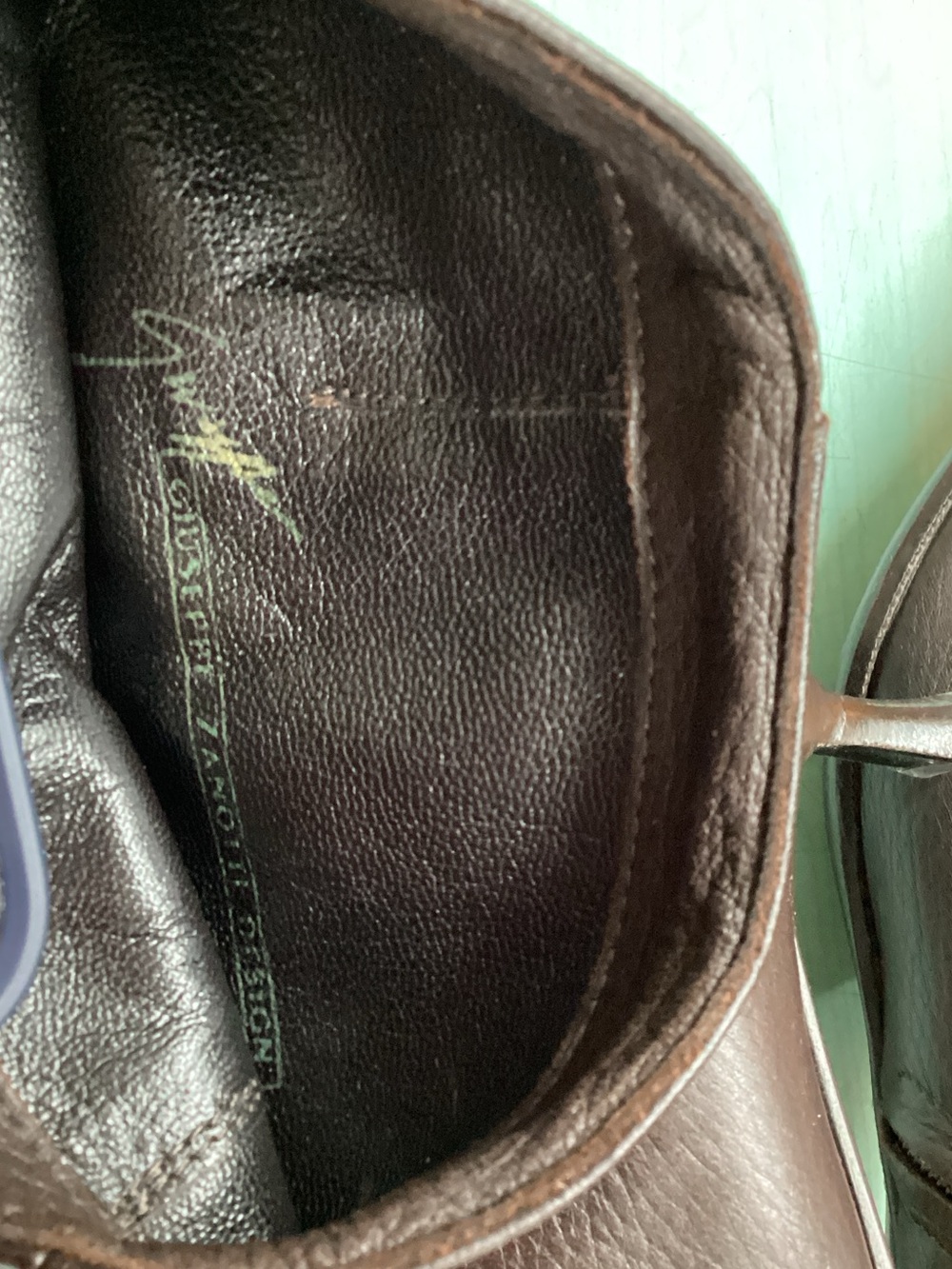 Giuseppe Zanotti Dark Brown Leather Pointed-Toe Mid-Calf Kitten Heel Boots - Picture 2 of 5